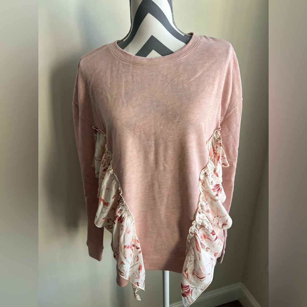 Kaari Blue Ruffle Sweatshirt - Pink - Size Large